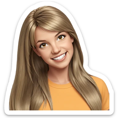 smiling girl with long hair sticker