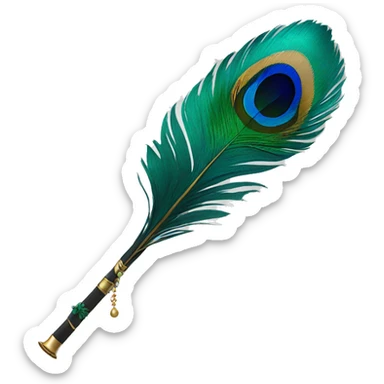 Peacock feather attached to flute sticker