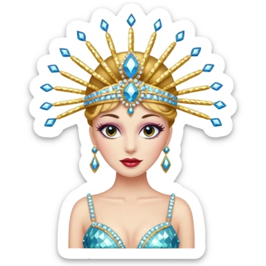 cabaret showgirl with elaborate headpiece and sparkling outfit sticker