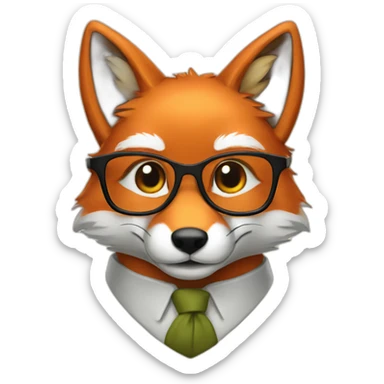 a nerdy fox sticker