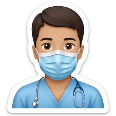 une personne avec un maque covid sticker