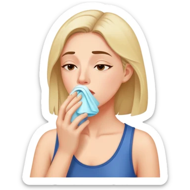 Lady inhaling and smelling the air really really deeply, with a feverish intensity sticker