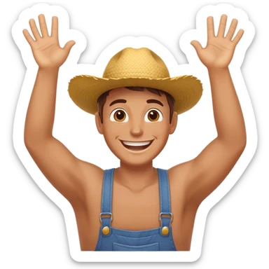 Agricultrice qui est très contente avec bras en l’air pour s’exclamee sticker