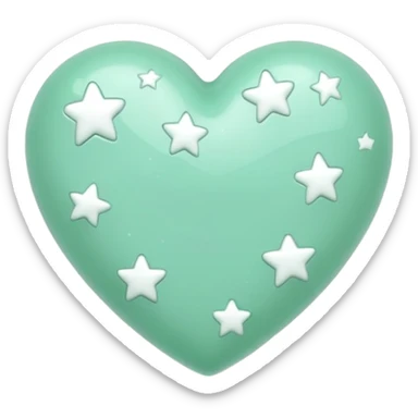 Mint green heart with stars sticker