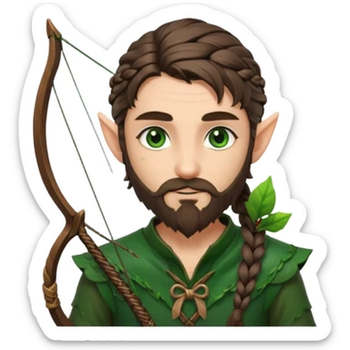 Forest elf with braided beard and bow sticker