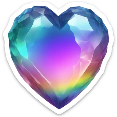 rainbow crystal heart sticker