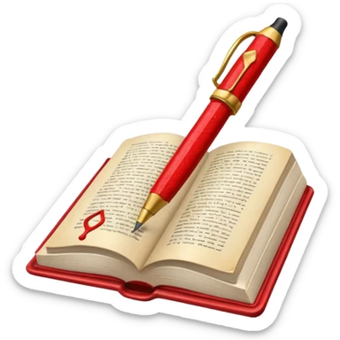caneta vermelha, livro vermelho sticker