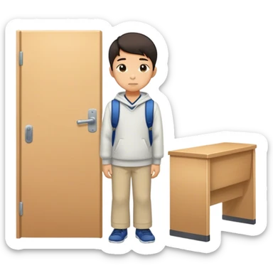 Asian boy bowing before entering class  sticker