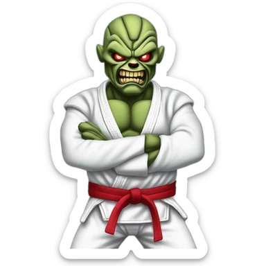 Iron Maiden Eddie wearing a Jiu-Jitsu gi sticker