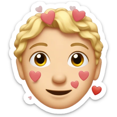 face with a lot of hearts around it sticker