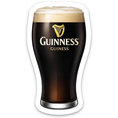 Pint of guiness with the glass only full to the g in the guiness logo on glass sticker