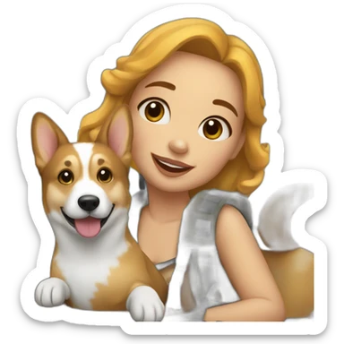Girl with jeep and corgis sticker