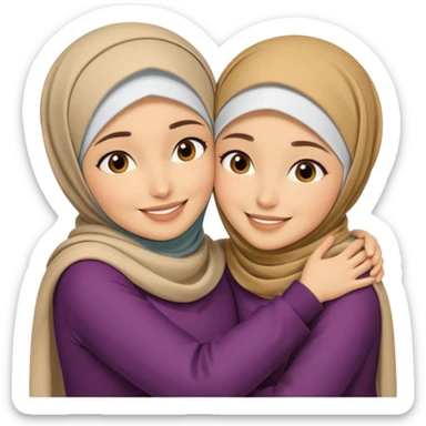 Two hijabi besties hugging sticker