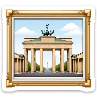 Cinematic Realistic Brandenburg Gate Landmark Emoji, depicted as the iconic neoclassical monument rendered with lifelike detail and dynamic, historic lighting. sticker