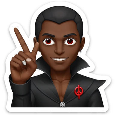 A black Vampire holding up the peace sign with his thumb also extended  sticker