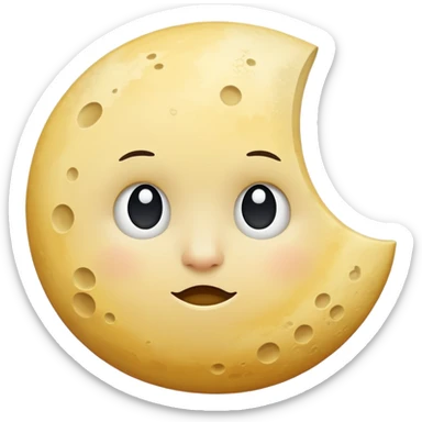 A half moon with a curious expression sticker