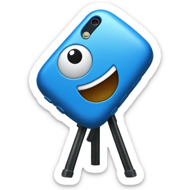 The blue phone stands on a tripod sticker