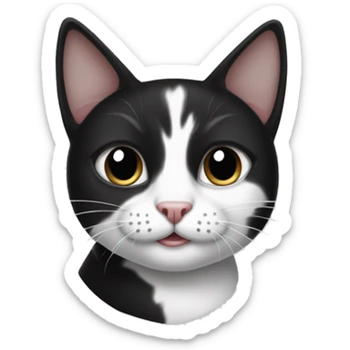 black and white cat with three legs sticker