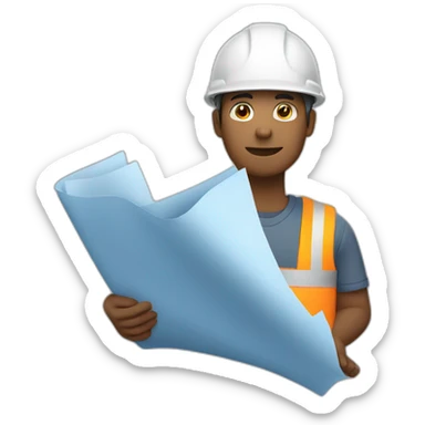 guy holding blueprints wearing a construction hat sticker
