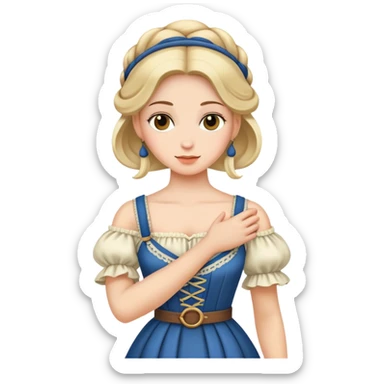 Woman in an 1800’s dress with a sling on her arm sticker