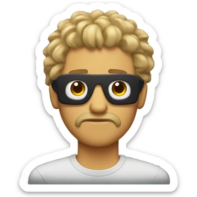 Man with bushy hair covering eyes sticker