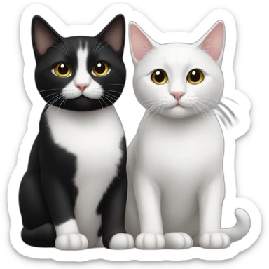 Black and white cats together sticker