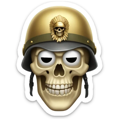 skull in golden millitary helmet sticker