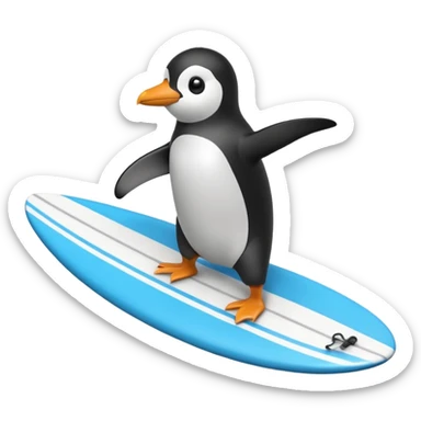 Penguin on a surf board  sticker