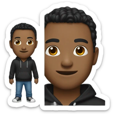 Man He wears a black hoodie and blue jeans  sticker