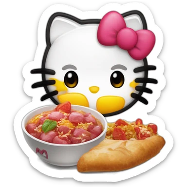 hello kitty in a bmw m5cs with turkish food sticker