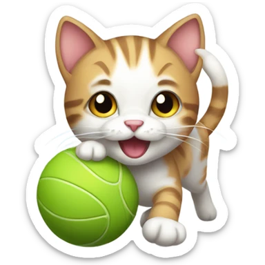 cute cat playing with ball sticker