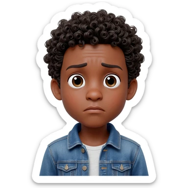 confused puzzled  questioning black boy curly hair sticker