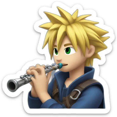 Cloud strife playing flute sticker