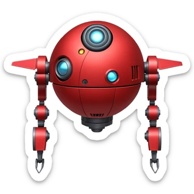 flying orb shaped futuristic targeting droid acquires target and paints with laser. sci-fi war. no propellers  sticker