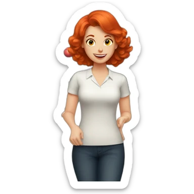Red hair lady playing bowling sticker