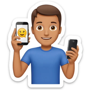 happy man leaving review on google on one phone sticker