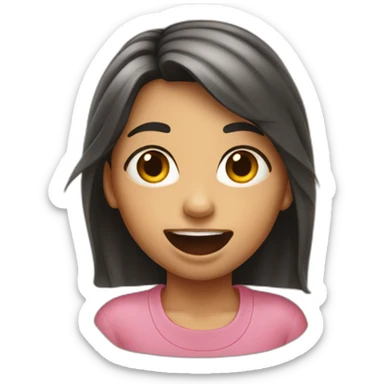 Girl sticking her tongue out, angled shot sticker