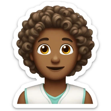 make a boy with curly brown hair doing his skincare sticker