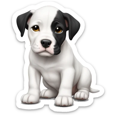 Black and white English staffordshire puppy full body sticker