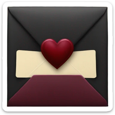 black envelope with burgundy wax heart seal sticker