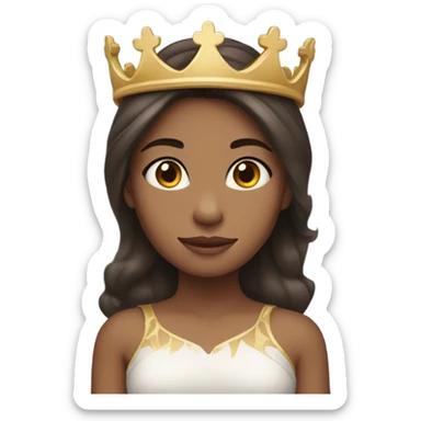 Light skinned girl with dark brown hair wearing a crown  sticker