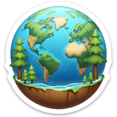 Generate a realistic emoji-style icon of the Earth with forests, oceans, and clean skies — bright lighting and soft shadows sticker