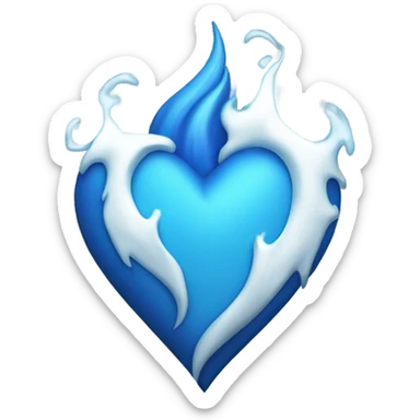 Blue heart white flames  sticker