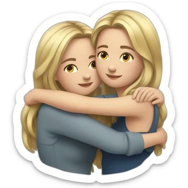 2 european girls hug sticker