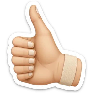 Thumbs up with a bandage on the base of the thumb sticker