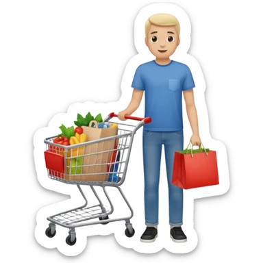 a man with a shopping cart full body sticker