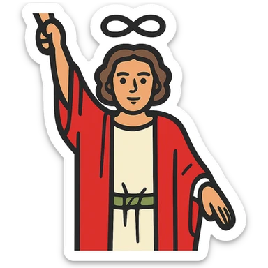 Remove the background from the image of the magician. Make the magician suitable as an emoji while preserving the Rider Waite Smith tarot style. Transparent background. sticker