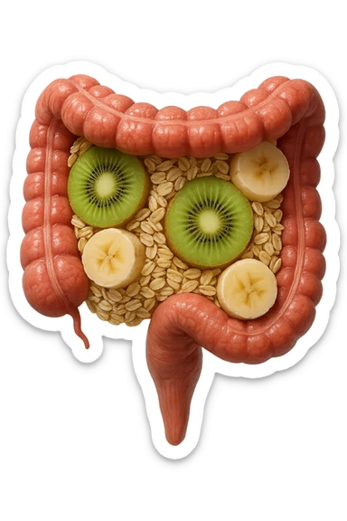 avena, kiwi e banana all'interno di un colon umano anatomico realistico, iperrealistico 4k sticker