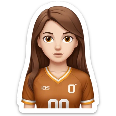 White Girl with long brown hair and brown eyes sports jersey sticker