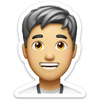 Smiling Korean Man have a surprised sticker